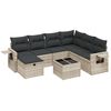 vidaXL 8-dijelni set vrtnih sofa od poliratana s jastucima svjetlosivi