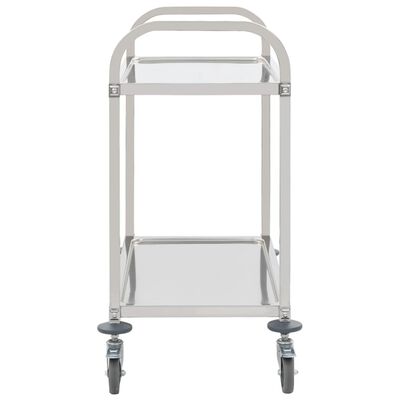 vidaXL Kuhinjska kolica s 2 razine od nehrđajućeg čelika 96,5x55x90 cm