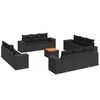 vidaXL 13-dijelni set vrtnih sofa s jastucima poliratan crni