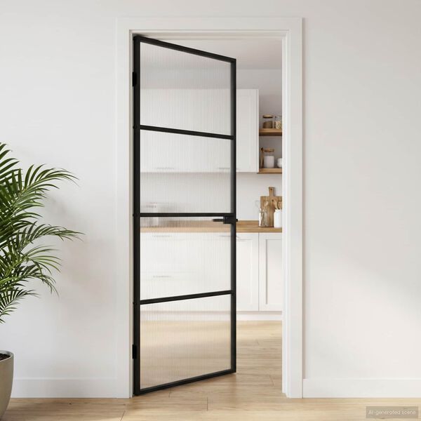 vidaXL Vrata za dom 83 x 201,5 x 3,5 cm Aluminij i kaljeno staklo