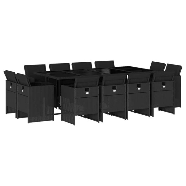 vidaXL 13-dijelni vrtni blagovaonski set s jastucima poliratan crni