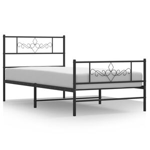 vidaXL Metalni okvir kreveta uzglavlje i podnožje crni 75x190 cm