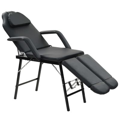 vidaXL Prenosiva kozmetička stolica od umjetne kože 185 x 78 x 76 cm crna