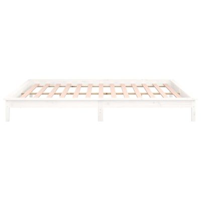 vidaXL LED okvir za krevet bijeli 160 x 200 cm od masivnog drva