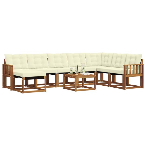 vidaXL Set vanjskih sofa s jastukom 9 pcs Prirodna i krem