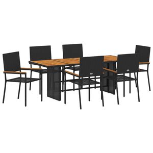 vidaXL Vrtni set za objed 7 pcs Crna poliratan