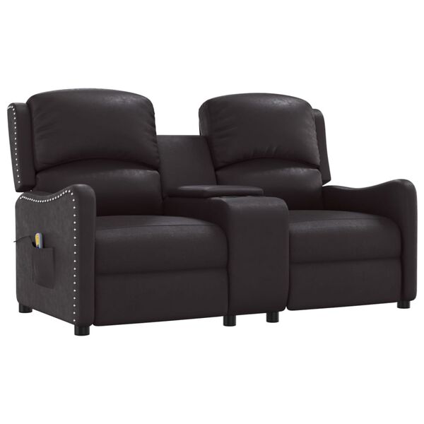 vidaXL Masažni dvosjed od sjajne umjetne kože s držačima čaša crni