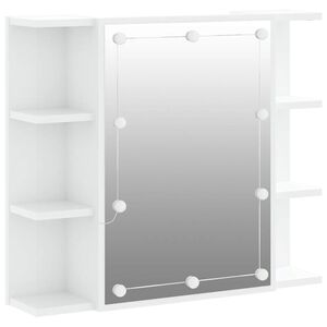 vidaXL Ormarić s ogledalom i LED svjetlima sjajni bijeli 70x16,5x60 cm