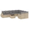vidaXL 10-dijelni set vrtnih sofa s jastucima bež od poliratana