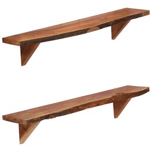 vidaXL Zidne police od masivnog bagremovog drva 2 kom 90 x 20 x 18 cm