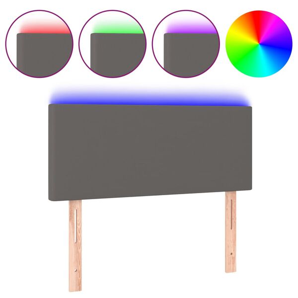 vidaXL LED uzglavlje sivo 100 x 5 x 78/88 cm od umjetne kože