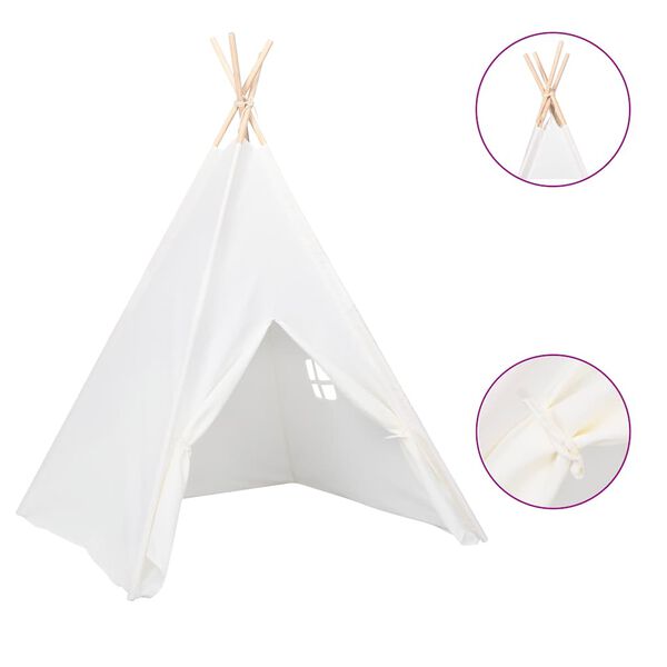 vidaXL Dječji &scaron;ator tipi od breskvine kore bijeli 120 x 120 x 150 cm