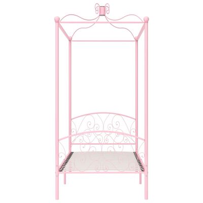 vidaXL Okvir za krevet s nadstrešnicom ružičasti metalni 90 x 200 cm