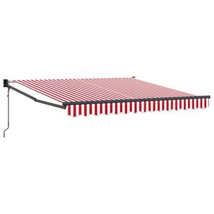 vidaXL Skrovita tenda Crvena i bijela 350 x 250 cm