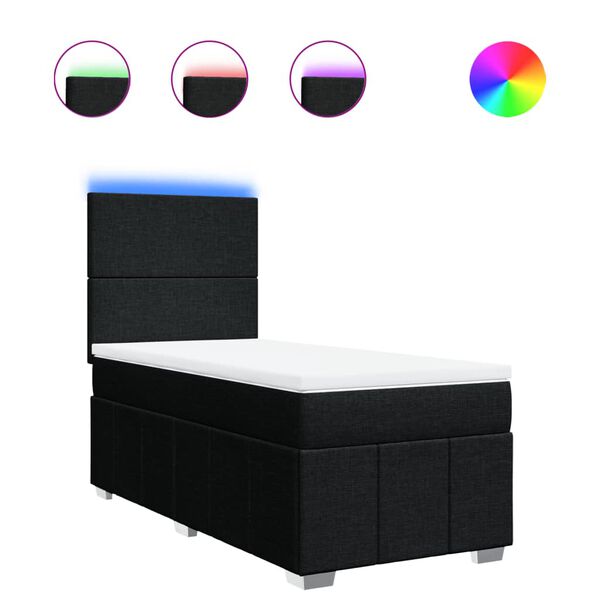 vidaXL Box spring krevet s madracem crni 90x190 cm od tkanine