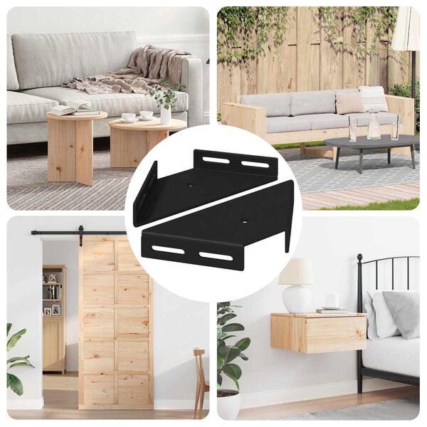 vidaXL Kutni nosač 2 pcs Crna 138,5 x 50,5 x 16 mm Željezo