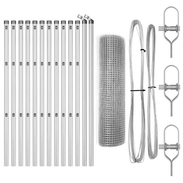 vidaXL Stup za ogradu Srebrno 25 x 0,5 m (16 x 16 mm mreža) Čelik
