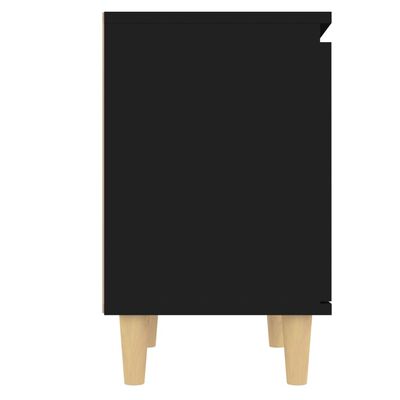 vidaXL Noćni ormarić s nogama od masivnog drva crni 40 x 30 x 50 cm