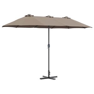 vidaXL Vrtni suncobran Sivo-smeđa 370 x 197 x 239 cm