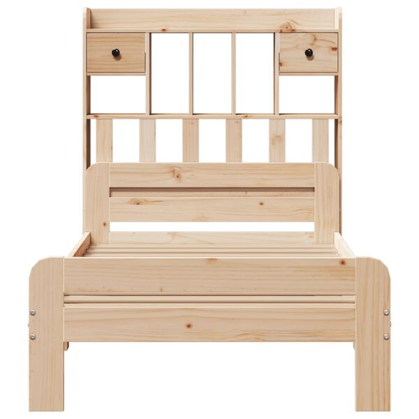 vidaXL Krevet s regalom za knjige bez madraca 75x190 cm borovina