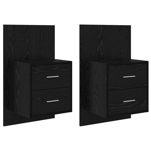 vidaXL Wall-mounted noćni ormarić 2 pcs Crni hrast 48,5 x 32,5 x 80 cm