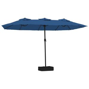vidaXL Dvostruki vrtni suncobran s LED svjetlima azurni 449 x 265 cm