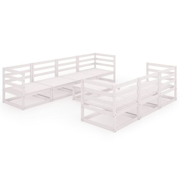 vidaXL 8-dijelna vrtna garnitura od masivne borovine bijela