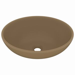 vidaXL Luksuzni ovalni umivaonik mat krem 40 x 33 cm keramički