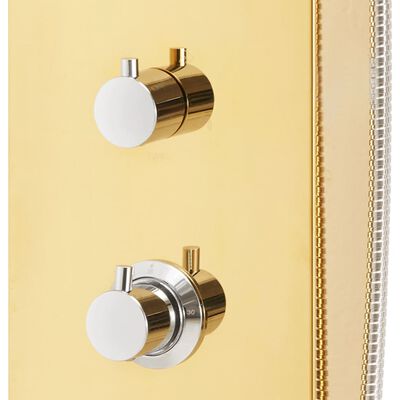 vidaXL Panel za tuširanje od nehrđajućeg čelika 201 zlatni zakrivljeni