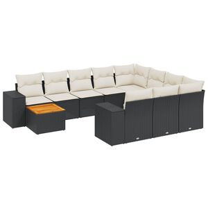 vidaXL 11-dijelni set vrtnih sofa od poliratana s jastucima crni