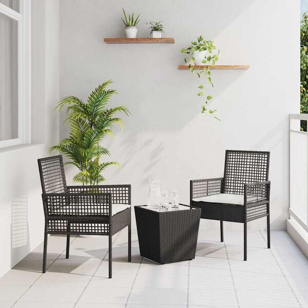 vidaXL Bistro set za vrt 3 pcs Crna poliratan
