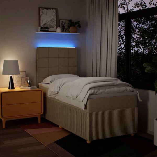 vidaXL Okvir kreveta s oprugama i madrac krem 80x200 cm od tkanine