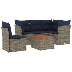 vidaXL 6-dijelni set vrtnih sofa od poliratana s jastucima sivi