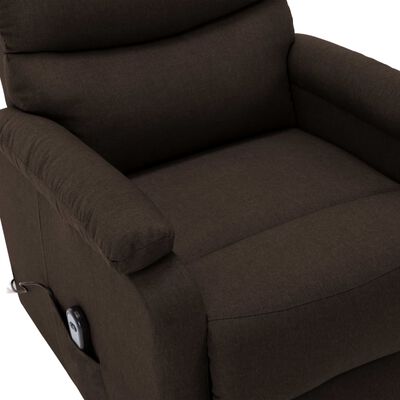 vidaXL Fotelja na podizanje od tkanine tamnosmeđa