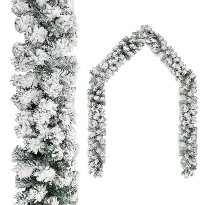 vidaXL Božićna girlanda sa snijegom zelena 10 m PVC