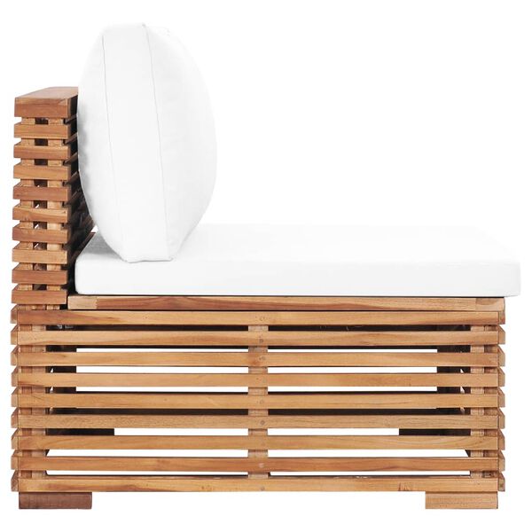 vidaXL Vrtna sredi&scaron;nja sofa s krem jastucima od masivne tikovine