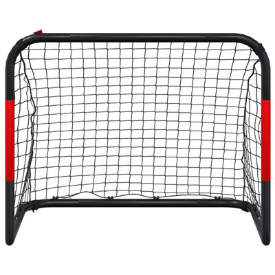 vidaXL Nogometni gol s mrežom crveno-crni 90 x 48 x 71 cm čelični