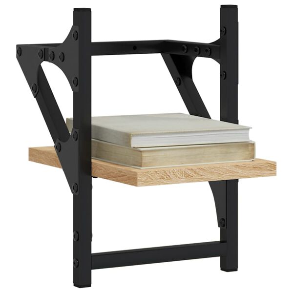 vidaXL Zidne police s prečkama 2 kom boja hrasta sonome 20x25x30 cm