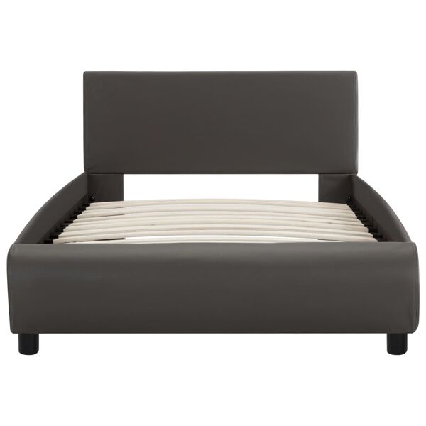 vidaXL Okvir za krevet od umjetne kože s LED svjetlom sivi 90 x 200 cm