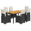 vidaXL 7-dijelni vrtni bistro set od poliratana s jastucima crni