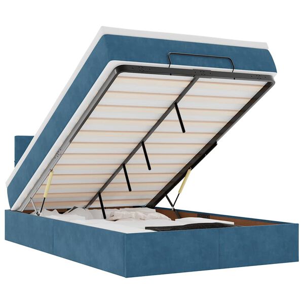 vidaXL Otomanski krevet s madracem i LED tamnoplavi 120x190cm bar&scaron;un
