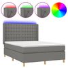 vidaXL Krevet box spring s madracem LED tamnosivi 140x200 cm tkanina