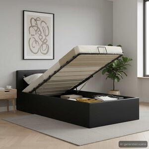 vidaXL Hidraulični okvir za krevet od umjetne kože crni 90 x 200 cm