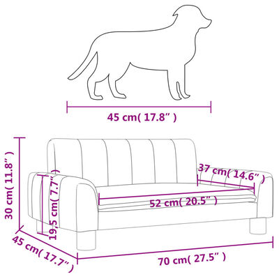 vidaXL Krevet za pse smeđesivi 70 x 45 x 30 cm od tkanine