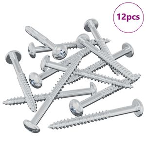 vidaXL Drveni vijak 12 pcs Srebrno 9,8 x 53 mm Čelik
