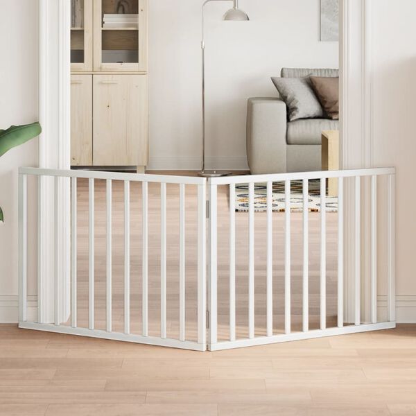 vidaXL Sklopiva vrata za pse, 2 panela, bijela, 160 cm, drvo topole