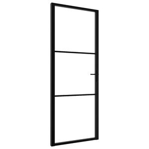 vidaXL Sobna vrata od stakla ESG i aluminija 76 x 201,5 cm crna