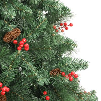 vidaXL Umjetno božićno drvce sa šarkama, šiškama i bobicama 210 cm