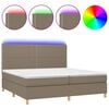 vidaXL Krevet box spring s madracem LED smeđesivi 200x200 cm tkanina
