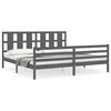 vidaXL Okvir za krevet s uzglavljem sivi 200 x 200 cm od masivnog drva